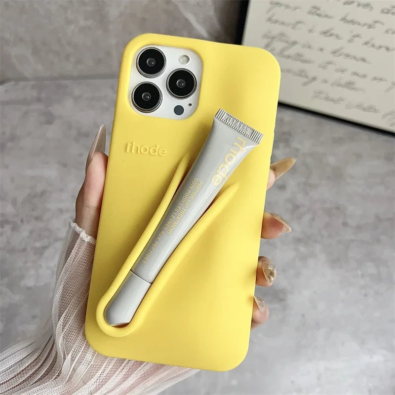 Silicone Phone Case with Lip Gloss Holder