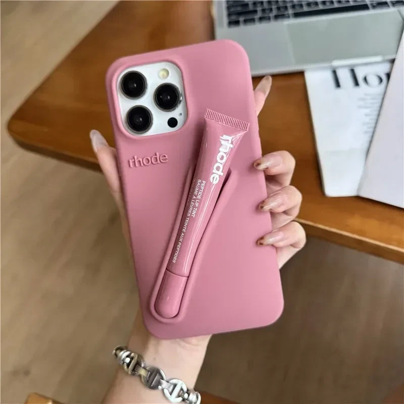 Silicone Phone Case with Lip Gloss Holder