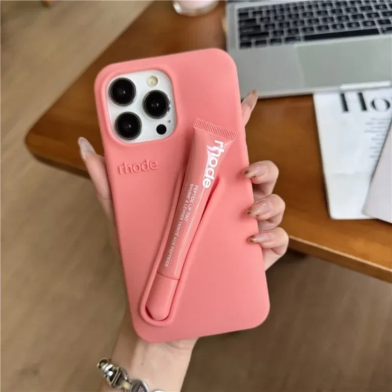 Silicone Phone Case with Lip Gloss Holder