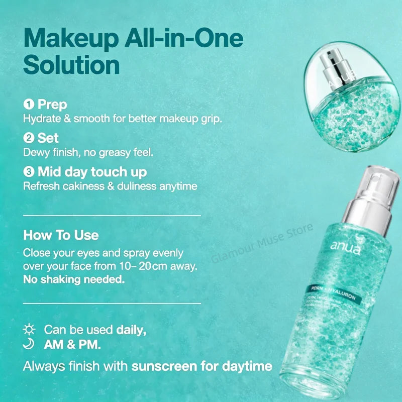 Anua PDRN Collagen Glow Facial Serum Spray — Hydrating Face Mist with Hyaluronic Acid & Salmon DNA | Korean Skincare | 100ml