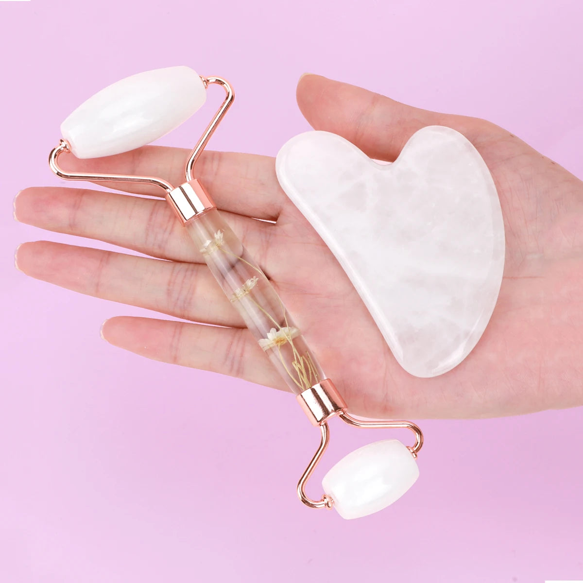 Natural Jade Gua Sha & Facial Roller Set — Anti-Puffiness Face Massager for Sculpting, Lifting & Glowing Skin