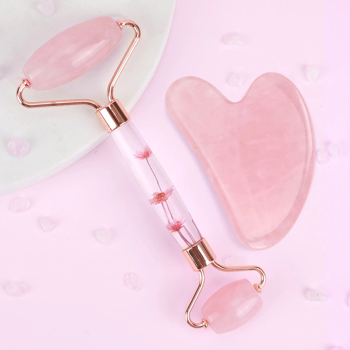 Natural Jade Gua Sha & Facial Roller Set — Anti-Puffiness Face Massager for Sculpting, Lifting & Glowing Skin