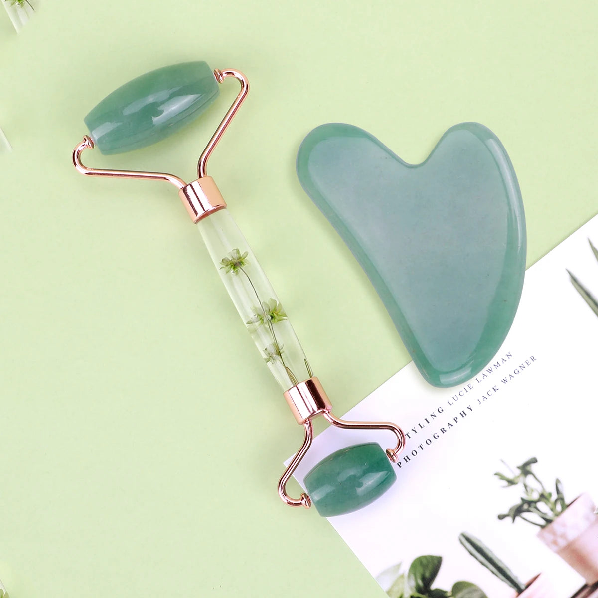 Natural Jade Gua Sha & Facial Roller Set — Anti-Puffiness Face Massager for Sculpting, Lifting & Glowing Skin
